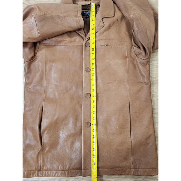 Vintage Wilsons Pelle Studio Classics Leather Jacket Womens L Coat Tan Buttons - Picture 8 of 15
